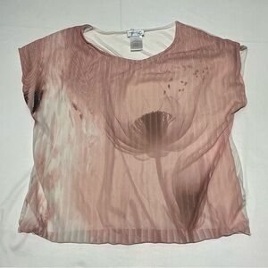 Creation L Shirt Blouse Womens Size 14 Pink Floral Sheer With Liner
